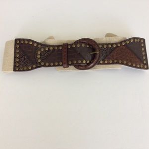 Chico's Leather and Fabric Belt with Studs